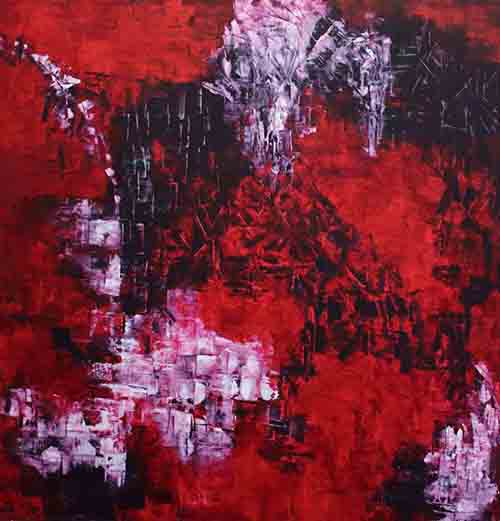 MIRADAS <br>
Óleo/Creta 150x150cm 