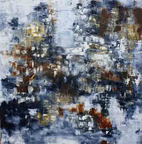 REFLEJOS DEL RÍO <br>
Óleo/Creta 150x150cm